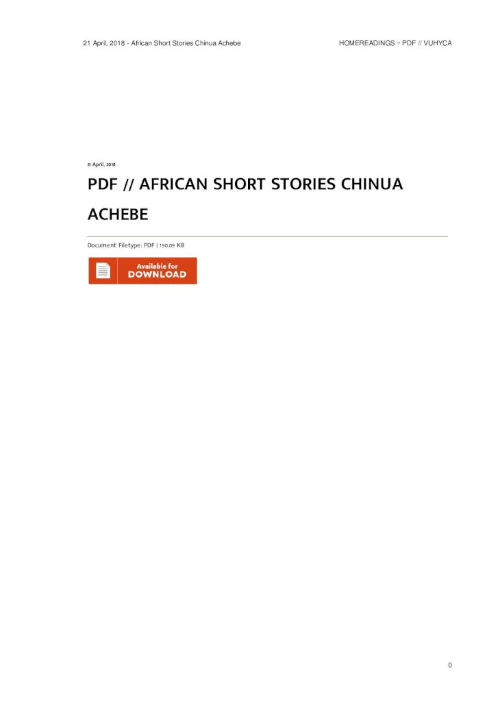 chinua achebe short stories pdf
